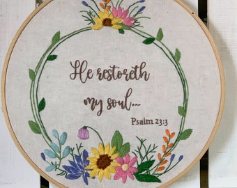 8” Uplifting Christian Embroidery Kit for beginners featuring Psalms. Beautiful floral embroidery kit .  Christian gifts, Bible Verse Psalm