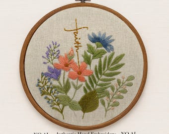 Kit de broderie florale Faith : DIY cadeau chrétien au point de croix