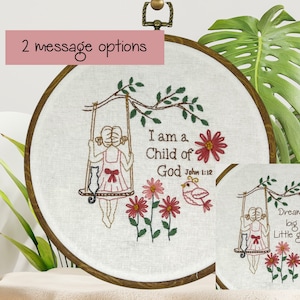 John 1:12 Christian hand embroidery Kit for beginner, Baby nursery wall art & wall decor for girls. Gifts for children. 6”