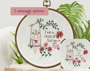 John 1:12 Christian hand embroidery Kit for beginner, Baby nursery wall art & wall decor for girls. Gifts for children. 6”