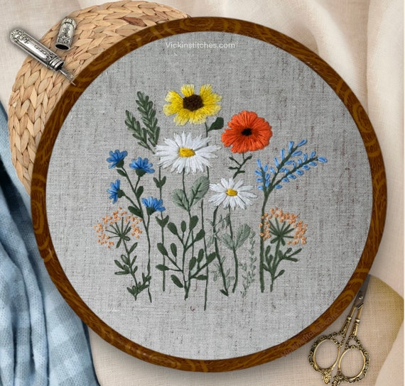 Wildflower Hand Embroidery Pattern: Beginner Floral Design (psalm
