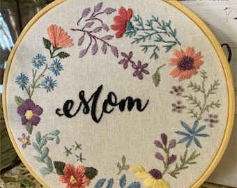 Floral Wreath Hand Embroidery Pattern: Beginner DIY (PDF Pattern)