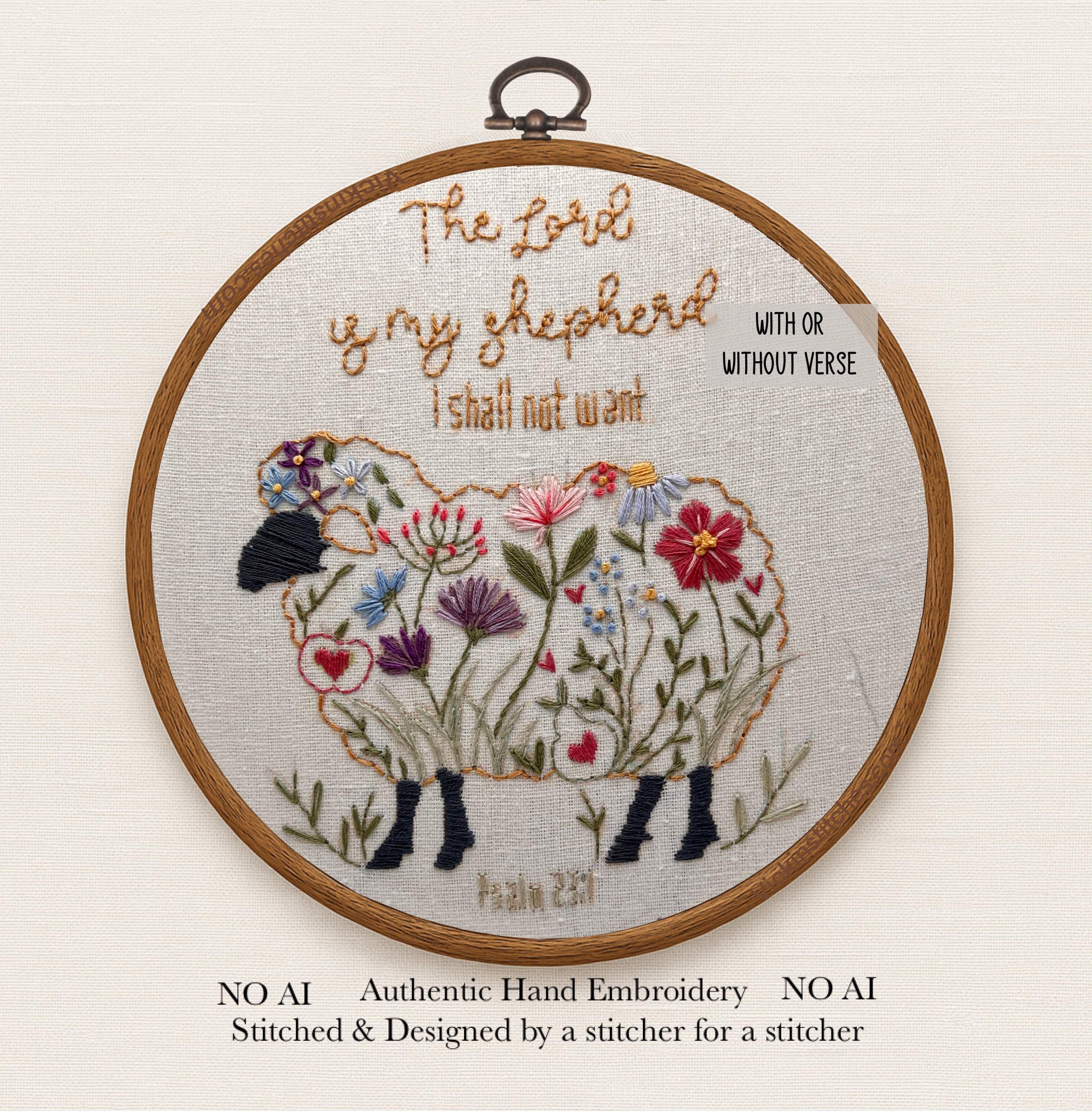 Lord is My Shepherd Floral Sheep Embroidery Kit: Psalm 23  display picture 2