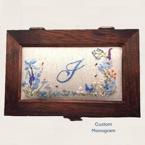 Jewelry Box Embroidery Kit with Personalized Monogram