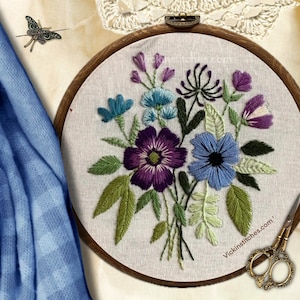 Floral embroidery pattern pdf.  instant download printable embroidery pattern. Embroidery Flowers pattern. DIY Christmas gift idea for her