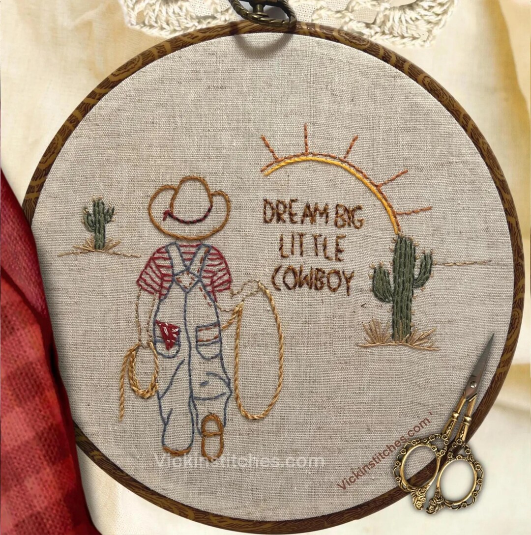 Beginner Western Pattern Little Cowboy Western Embroidery Design Pattern. Christian Embroidery ...