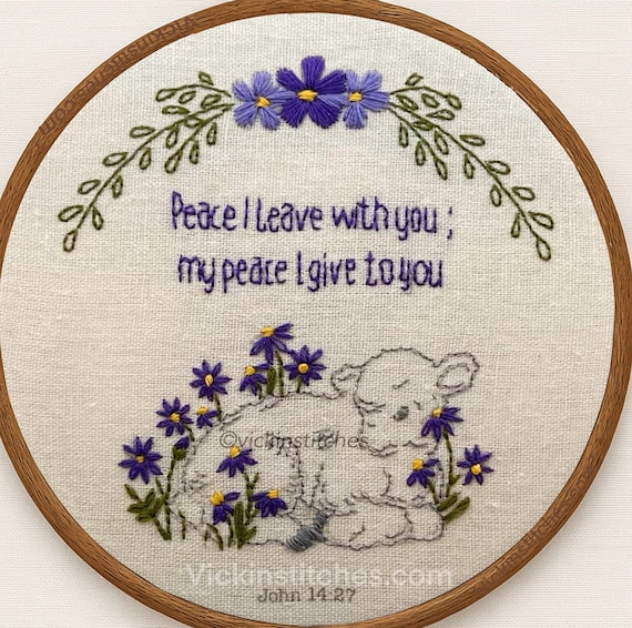 Peace I Leave With You Embroidery Kit: Christian DIY Craft, Floral