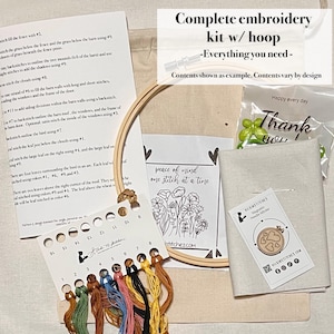 Psalm 23:3 Embroidery Kit – He Restores My Soul Wildflower Floral Hoop – Christian Hand Embroidery Pattern for Beginners. No AI image 3