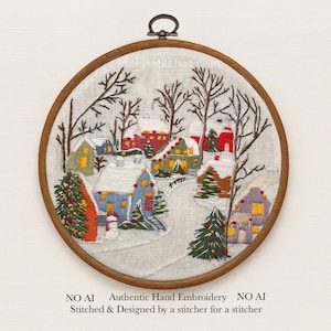 Christmas Village  Embroidery Kit: Winter  Cottage Landscape