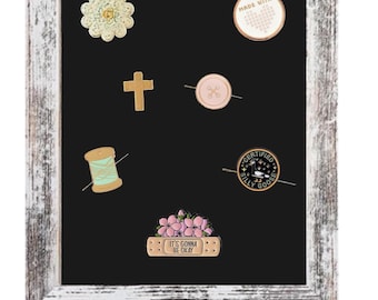 Magnetic Needle Minder Display Frame: Embroidery Organizer, Holds Scissors, needle minders
