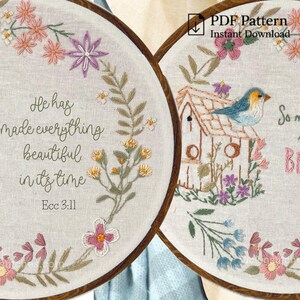 Hand Embroidered Hoop Art: Bird & Floral, Bible Verse, Christian Decor