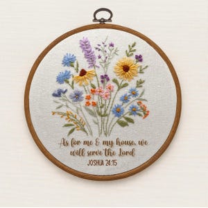 Beginner-Friendly Wildflower Hand Embroidery Kit with Scripture Options