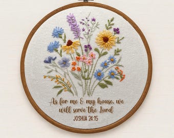 Kit de broderie à la main de fleurs sauvages pour débutants avec options d'écriture sainte