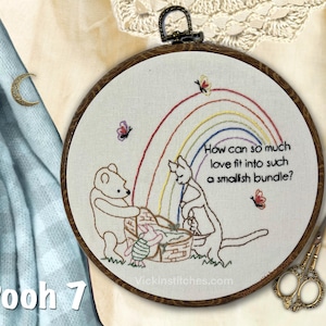 Winnie the Pooh 7 beginner embroidery pattern PDF. Digital download. Winnie the Pooh Nursery wall art decor Pooh decor. nursery decor wall