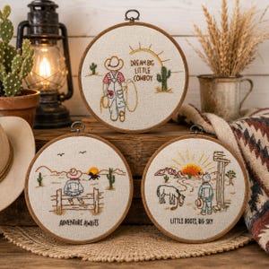 Dream big little Cowboy Adventure Awaits  Embroidery kit for beginners : Western Nursery Decor