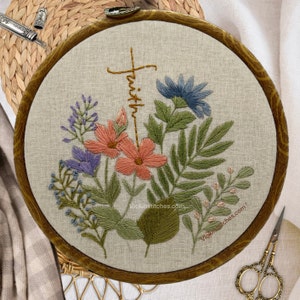 Beginner hand Embroidery Kit with flowers. Christian embroidery. Faith embroidery craft kit  Christian life Gift. Hand embroidery craft kit