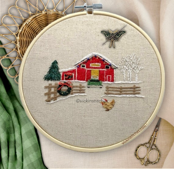 6 Hand Embroidery Kits for Beginners Beautiful Farm Decor Winter /  Christmas Embroidery Hand Embroidery Designs, Beginners Embroidery Kit 