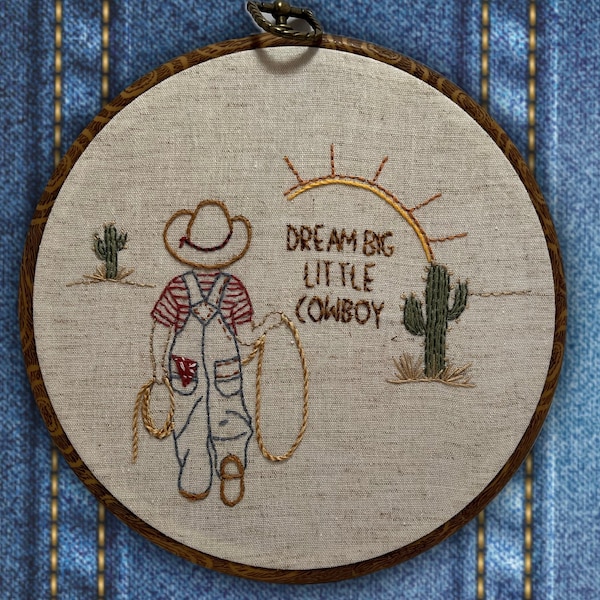 Cowboy Themed Embroidery Kit for Beginners - Cute Western Decor for Baby Nursery or Child's Room. Cowboy. Easy hand embroidery kit