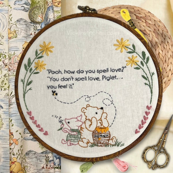 Winnie the Pooh beginner embroidery kit. Winnie the Pooh Nursery wall art decor Pooh decor . baby nursery decor wall art.  Child’s room.
