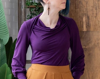 Emissary Top - Long Sleeve Ver. // Stole Collar / Draped Neckline / Cuffed Sleeve