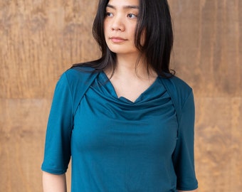 Emissary Top - Half Sleeve Ver. // Stole Collar / Draped Neckline / Half Sleeve