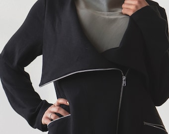 Sorcerer Jacket // Diagonal Zip / Cowl Neck / Lightweight Jacket