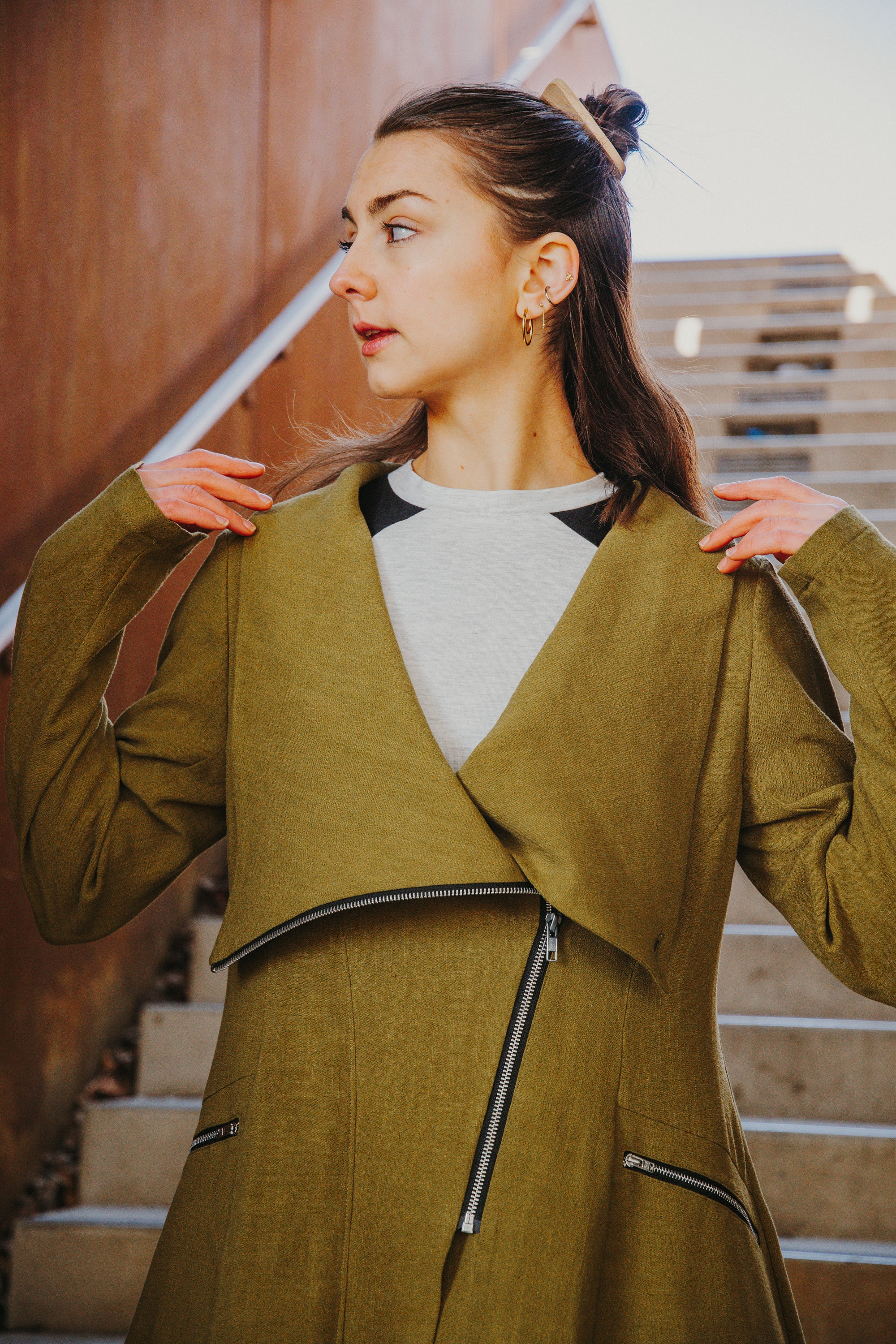 Cowl neck top jacket mens