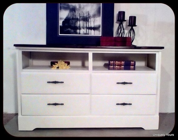 Media Center Entertainment Console Small Buffet Repurposed Etsy