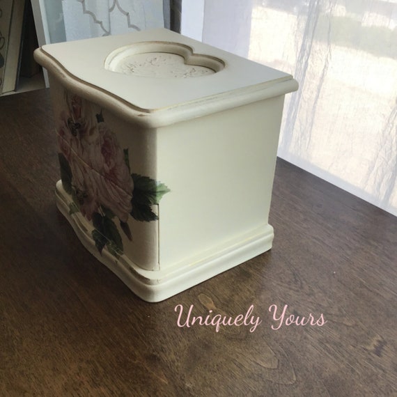 Cream with roses flower vintage music jewelry box… - image 4