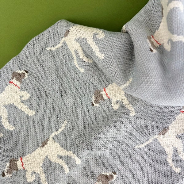 Dog Heirloom Knit Baby Blanket, Pointer dog, baby blue, light blue, toddler bedding