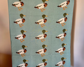 Mallard Duck Knit Baby Blanket: Cotton Heirloom Quality