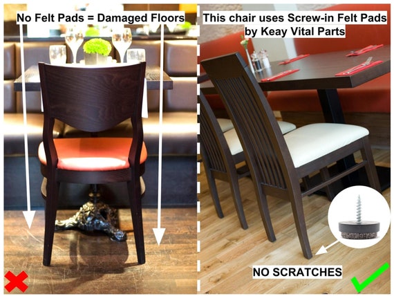 24mm Felt Furniture Gliders Screw in Sofa Chair Feet BLACK Made in Germany 