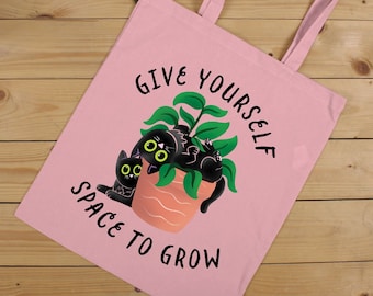 Give Yourself Space To Grow Light Pink Tote Bag