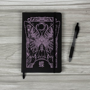 Cryptic Butterfly Black A5 Hard Cover Notebook