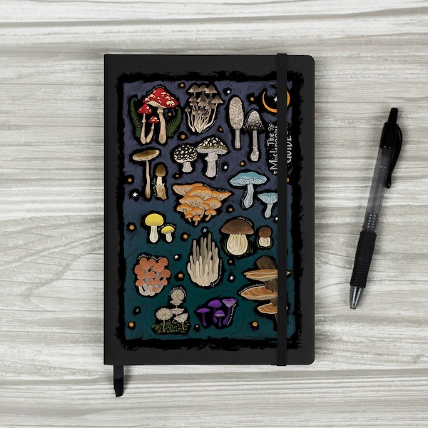 The Mushroom Guide Black A5 Hard Cover Notebook