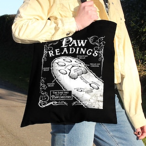 Paw Readings Black Tote Bag