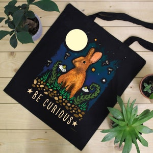 World of Wonder Be Curious Black Tote Bag