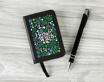 Kräuterhexe Schwarzes Mini Notizbuch