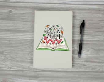 Book Worm Cream A5 Hard Cover Notebook