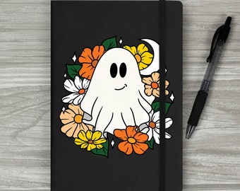 Floral Ghost Black A5 Hard Cover Notebook