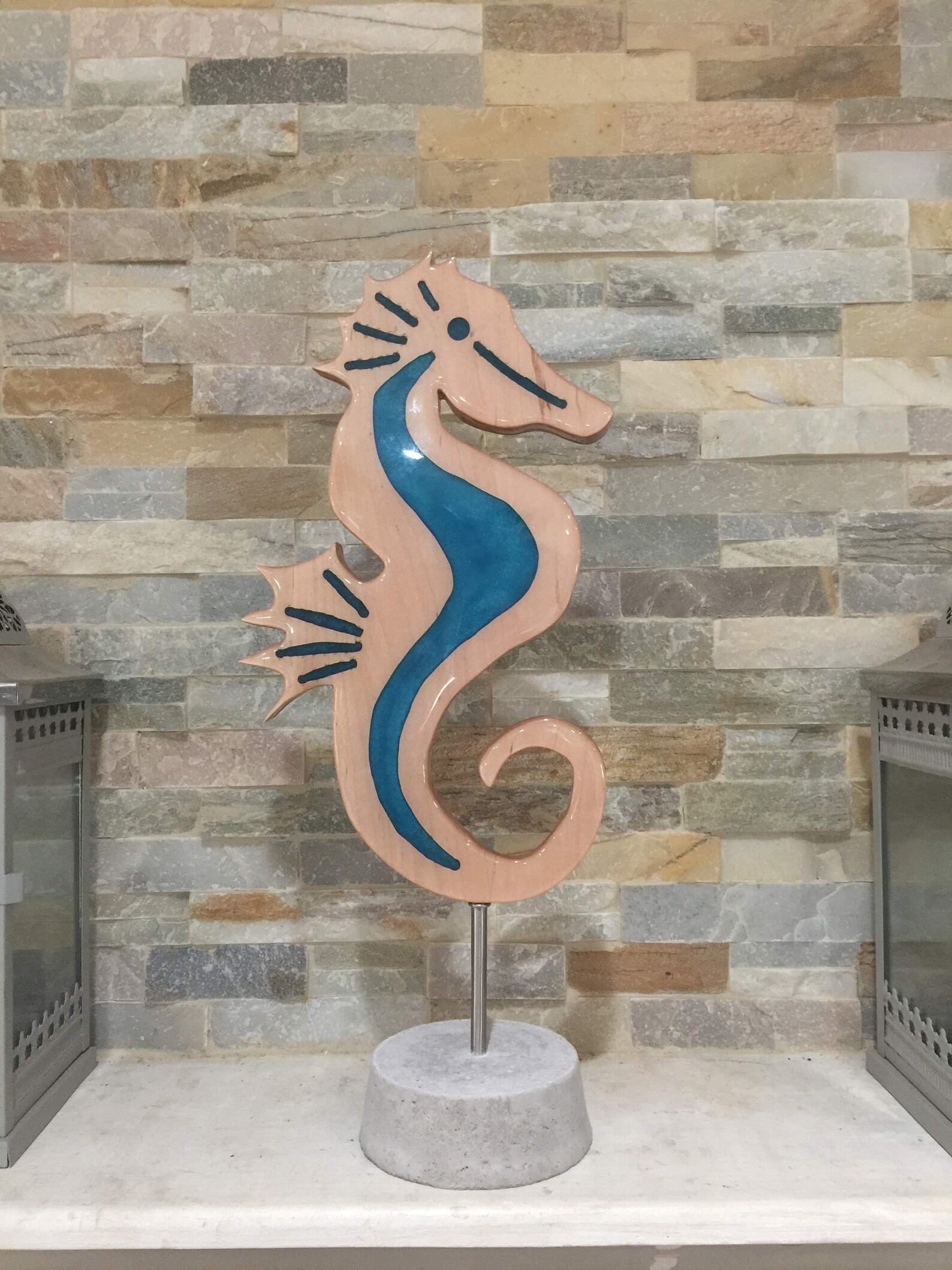 Seahorse Sculpture Resin & Maple Etsy
