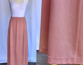 Sage Fabulous 70/'s Shimmer Maxi Skirt Fully Lined Size S Small Pink Cappuccino High Waist Flowers