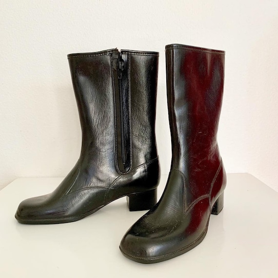 60s fleece lined mod vinyl boots