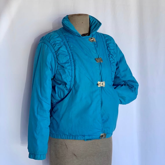 80s Jordache Blue Puffer Coat XXS/XS - image 3