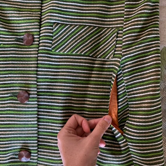 60s Mod Green Striped Coat - image 9