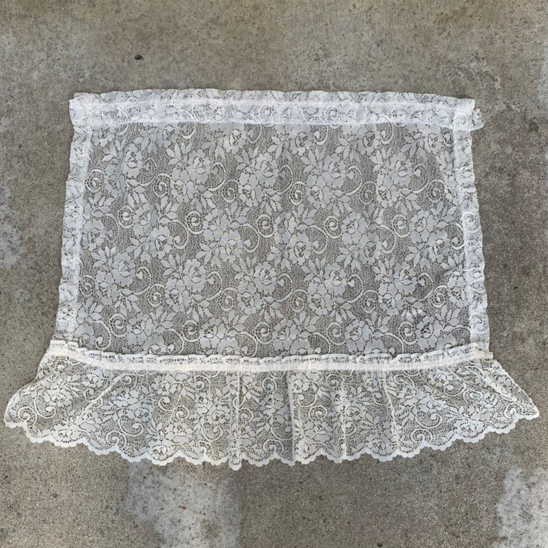 Handmade set of white lace short ruffle curtains