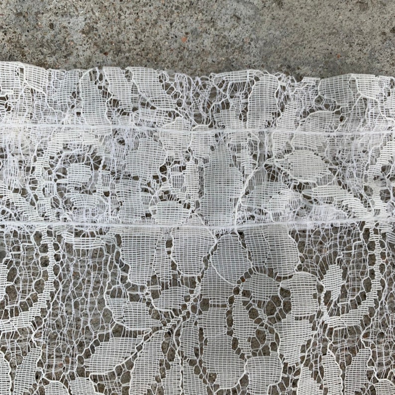 Handmade set of white lace short ruffle curtains