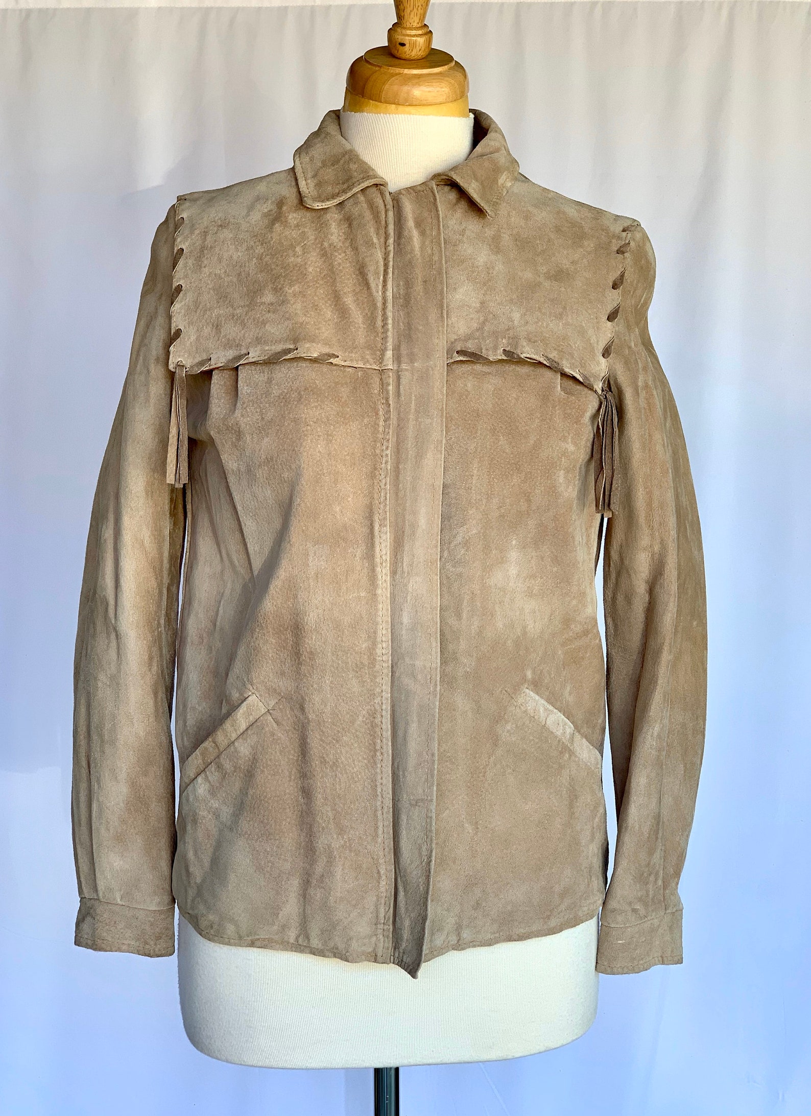 Beau-Geste Leatherwear suede sandy western fringe jacket S | Etsy