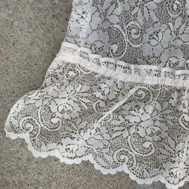 Handmade set of white lace short ruffle curtains