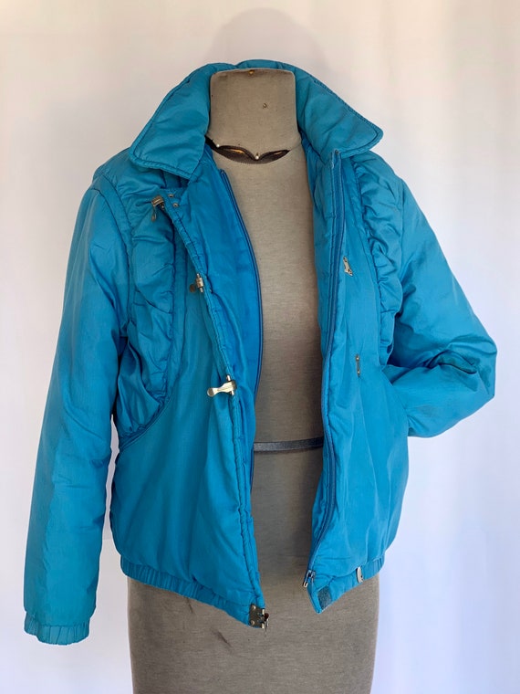 80s Jordache Blue Puffer Coat XXS/XS - image 2